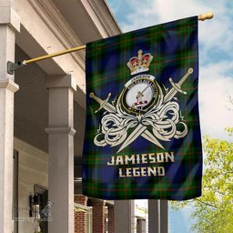 ScotsTee Shop Scottish Jamieson Clan Crest Tartan Flag The Golden Sword of Courageous Legacy Flag