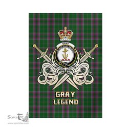 ScotsTee Shop Scottish Gray Hunting Clan Crest Tartan Flag The Golden Sword of Courageous Legacy Flag