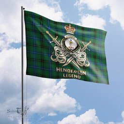 ScotsTee Shop Scottish Henderson Ancient Clan Crest Tartan Flag The Golden Sword of Courageous Legacy Flag