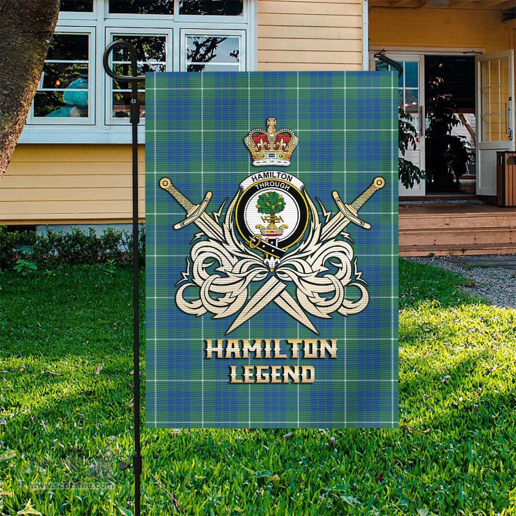ScotsTee Shop Scottish Hamilton Hunting Ancient Clan Crest Tartan Flag The Golden Sword of Courageous Legacy Flag