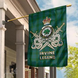ScotsTee Shop Scottish Irvine of Bonshaw Clan Crest Tartan Flag The Golden Sword of Courageous Legacy Flag