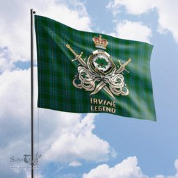 ScotsTee Shop Scottish Irvine of Bonshaw Clan Crest Tartan Flag The Golden Sword of Courageous Legacy Flag