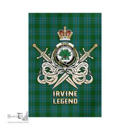 ScotsTee Shop Scottish Irvine of Bonshaw Clan Crest Tartan Flag The Golden Sword of Courageous Legacy Flag