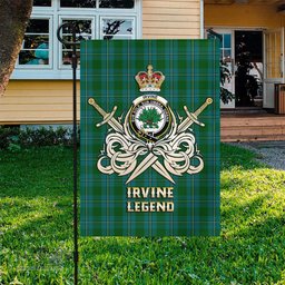ScotsTee Shop Scottish Irvine of Bonshaw Clan Crest Tartan Flag The Golden Sword of Courageous Legacy Flag