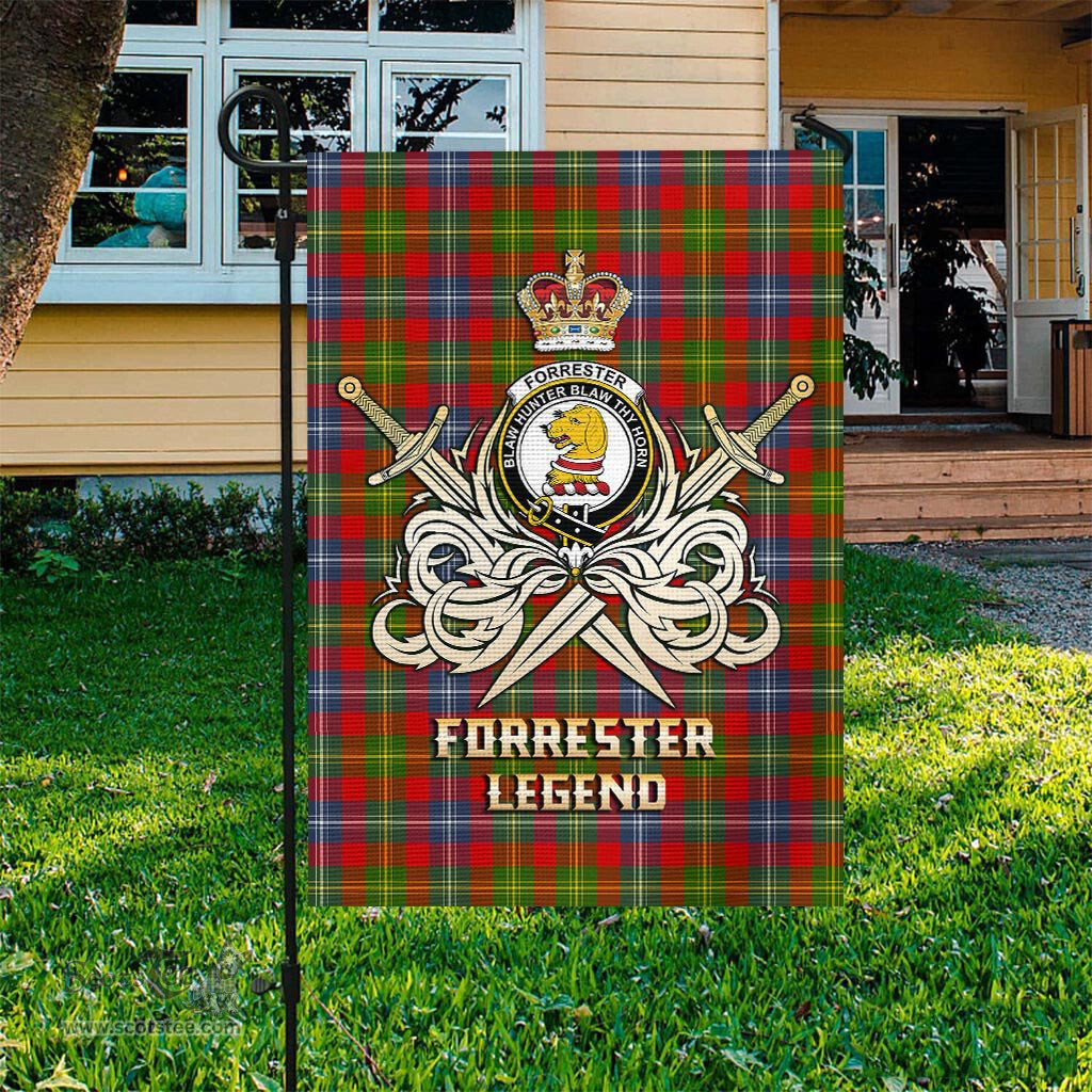 ScotsTee Shop Scottish Forrester Modern Clan Crest Tartan Flag The Golden Sword of Courageous Legacy Flag
