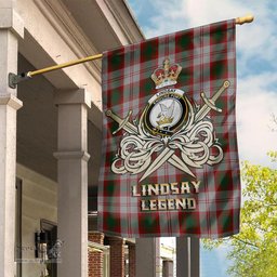 ScotsTee Shop Scottish Lindsay Dress Red Clan Crest Tartan Flag The Golden Sword of Courageous Legacy Flag