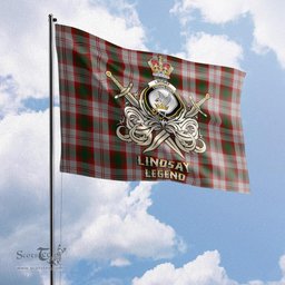 ScotsTee Shop Scottish Lindsay Dress Red Clan Crest Tartan Flag The Golden Sword of Courageous Legacy Flag
