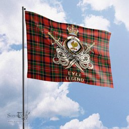 ScotsTee Shop Scottish Lyle Clan Crest Tartan Flag The Golden Sword of Courageous Legacy Flag