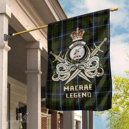 ScotsTee Shop Scottish MacRae Hunting Clan Crest Tartan Flag The Golden Sword of Courageous Legacy Flag