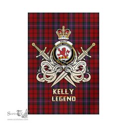 ScotsTee Shop Scottish Kelly of Sleat Red Clan Crest Tartan Flag The Golden Sword of Courageous Legacy Flag