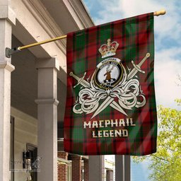 ScotsTee Shop Scottish MacPhail Clan Crest Tartan Flag The Golden Sword of Courageous Legacy Flag