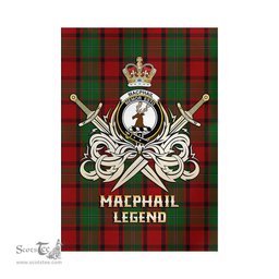 ScotsTee Shop Scottish MacPhail Clan Crest Tartan Flag The Golden Sword of Courageous Legacy Flag