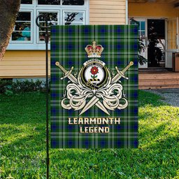ScotsTee Shop Scottish Learmonth Clan Crest Tartan Flag The Golden Sword of Courageous Legacy Flag