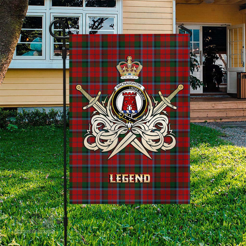 ScotsTee Shop Scottish MacNaughton Clan Crest Tartan Flag The Golden Sword of Courageous Legacy Flag