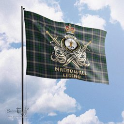 ScotsTee Shop Scottish MacDowall Clan Crest Tartan Flag The Golden Sword of Courageous Legacy Flag