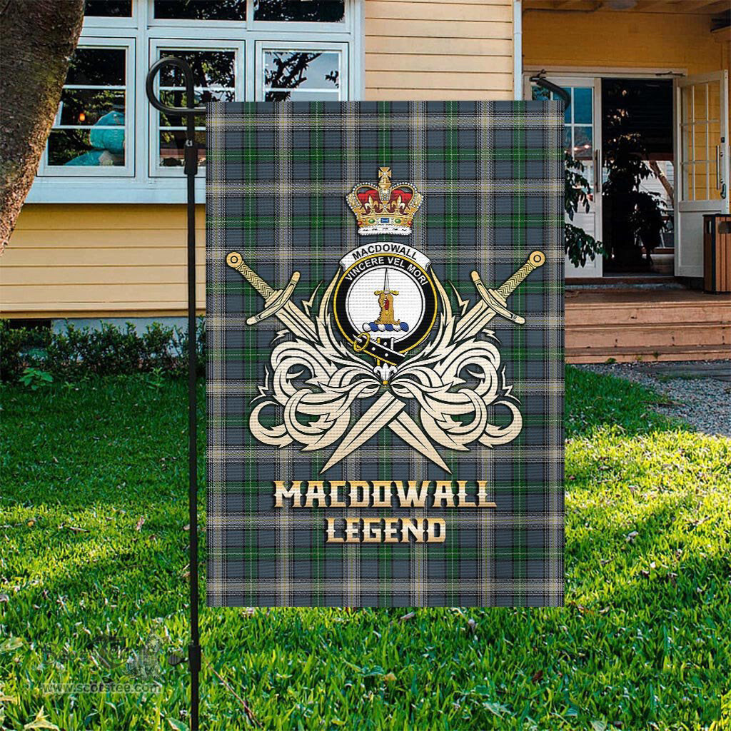 ScotsTee Shop Scottish MacDowall Clan Crest Tartan Flag The Golden Sword of Courageous Legacy Flag