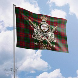 ScotsTee Shop Scottish MacCulloch Clan Crest Tartan Flag The Golden Sword of Courageous Legacy Flag