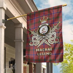ScotsTee Shop Scottish MacRae Ancient Clan Crest Tartan Flag The Golden Sword of Courageous Legacy Flag