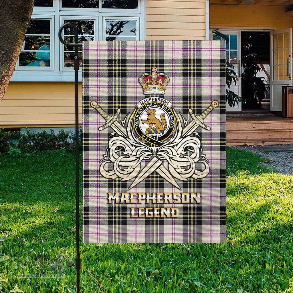 ScotsTee Shop Scottish MacPherson Dress Ancient Clan Crest Tartan Flag The Golden Sword of Courageous Legacy Flag