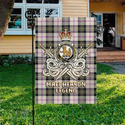 ScotsTee Shop Scottish MacPherson Dress Ancient Clan Crest Tartan Flag The Golden Sword of Courageous Legacy Flag