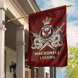 ScotsTee Shop Scottish MacDonell of Keppoch Clan Crest Tartan Flag The Golden Sword of Courageous Legacy Flag