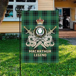 ScotsTee Shop Scottish MacArthur Ancient Clan Crest Tartan Flag The Golden Sword of Courageous Legacy Flag