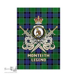 ScotsTee Shop Scottish Monteith Clan Crest Tartan Flag The Golden Sword of Courageous Legacy Flag