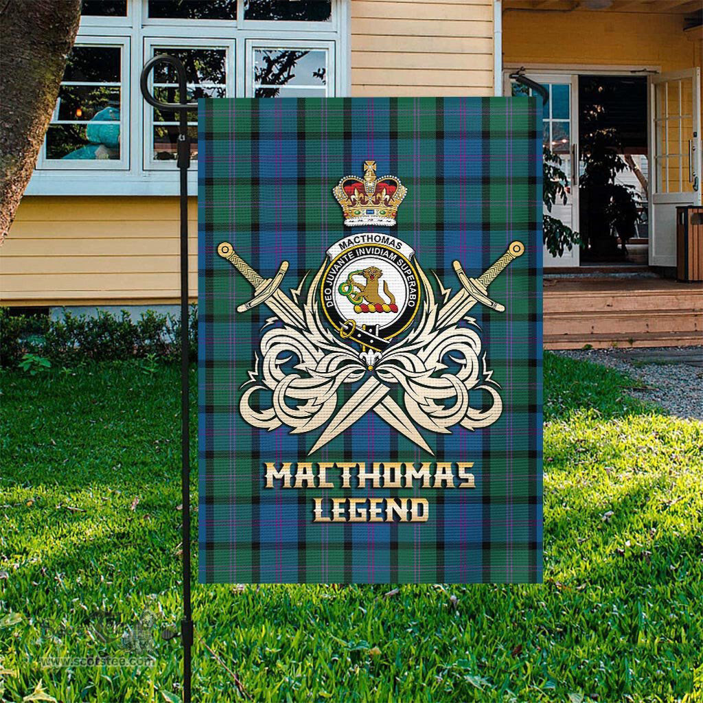 ScotsTee Shop Scottish MacThomas Clan Crest Tartan Flag The Golden Sword of Courageous Legacy Flag