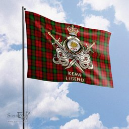 ScotsTee Shop Scottish Kerr Clan Crest Tartan Flag The Golden Sword of Courageous Legacy Flag