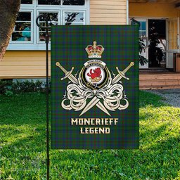 ScotsTee Shop Scottish Moncrieff of Atholl Clan Crest Tartan Flag The Golden Sword of Courageous Legacy Flag
