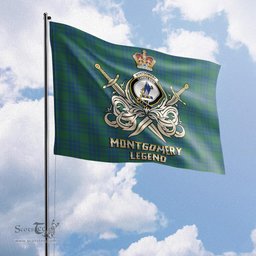 ScotsTee Shop Scottish Montgomery Ancient Clan Crest Tartan Flag The Golden Sword of Courageous Legacy Flag