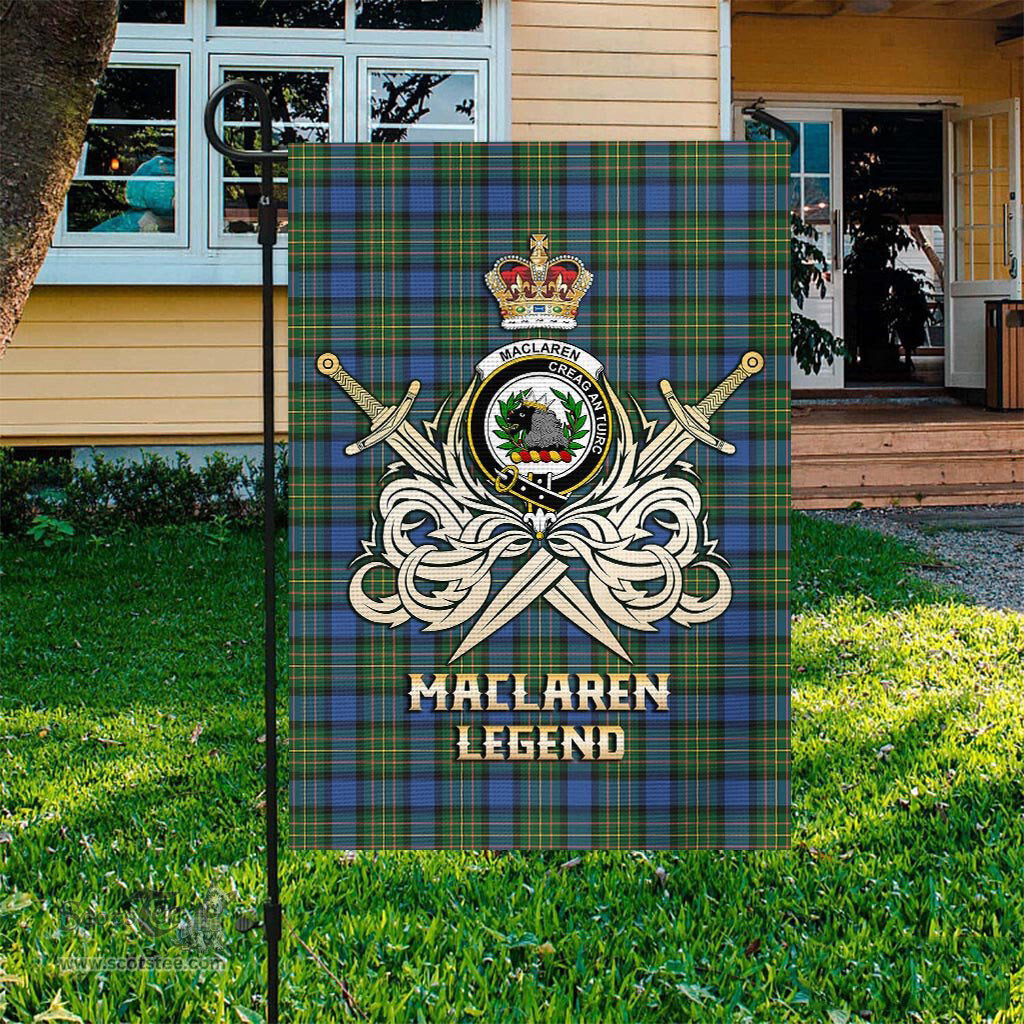 ScotsTee Shop Scottish MacLaren Ancient Clan Crest Tartan Flag The Golden Sword of Courageous Legacy Flag