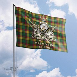 ScotsTee Shop Scottish MacMillan Old Ancient Clan Crest Tartan Flag The Golden Sword of Courageous Legacy Flag