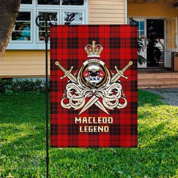 ScotsTee Shop Scottish MacLeod of Raasay Clan Crest Tartan Flag The Golden Sword of Courageous Legacy Flag