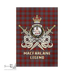 ScotsTee Shop Scottish MacFarlane Red Clan Crest Tartan Flag The Golden Sword of Courageous Legacy Flag