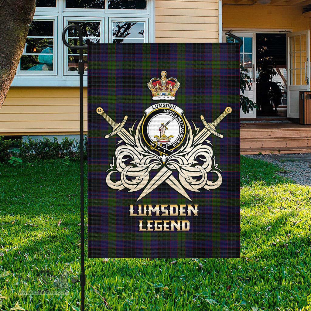 ScotsTee Shop Scottish Lumsden Hunting Clan Crest Tartan Flag The Golden Sword of Courageous Legacy Flag