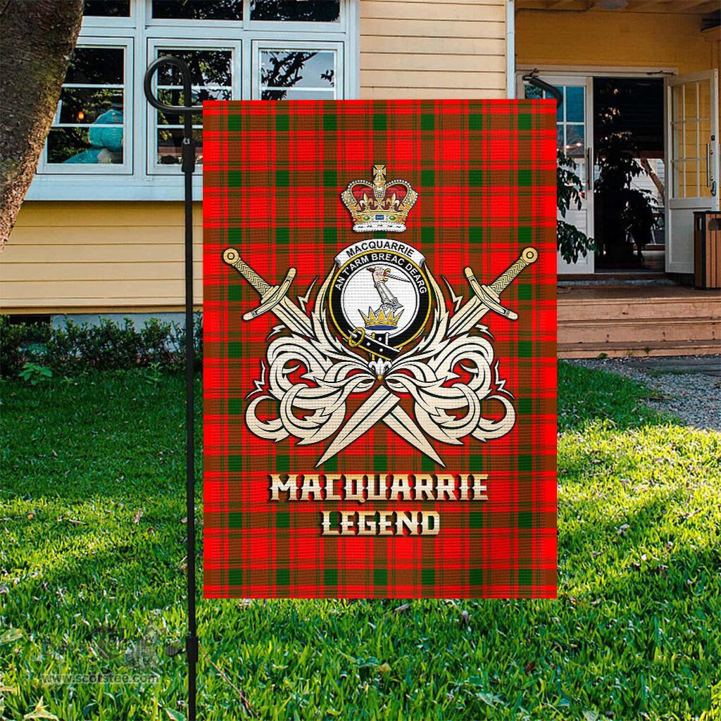 ScotsTee Shop Scottish MacQuarrie Modern Clan Crest Tartan Flag The Golden Sword of Courageous Legacy Flag