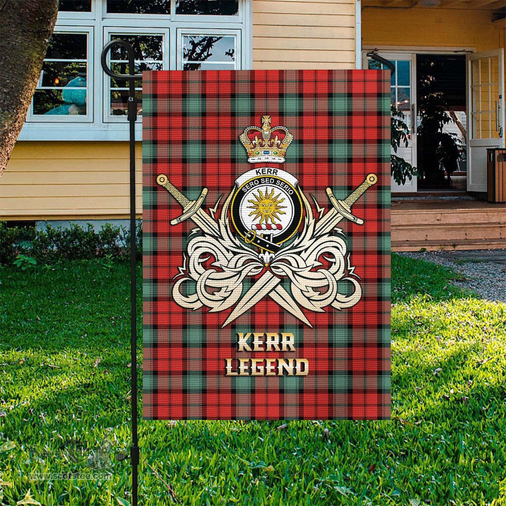 ScotsTee Shop Scottish Kerr Ancient Clan Crest Tartan Flag The Golden Sword of Courageous Legacy Flag