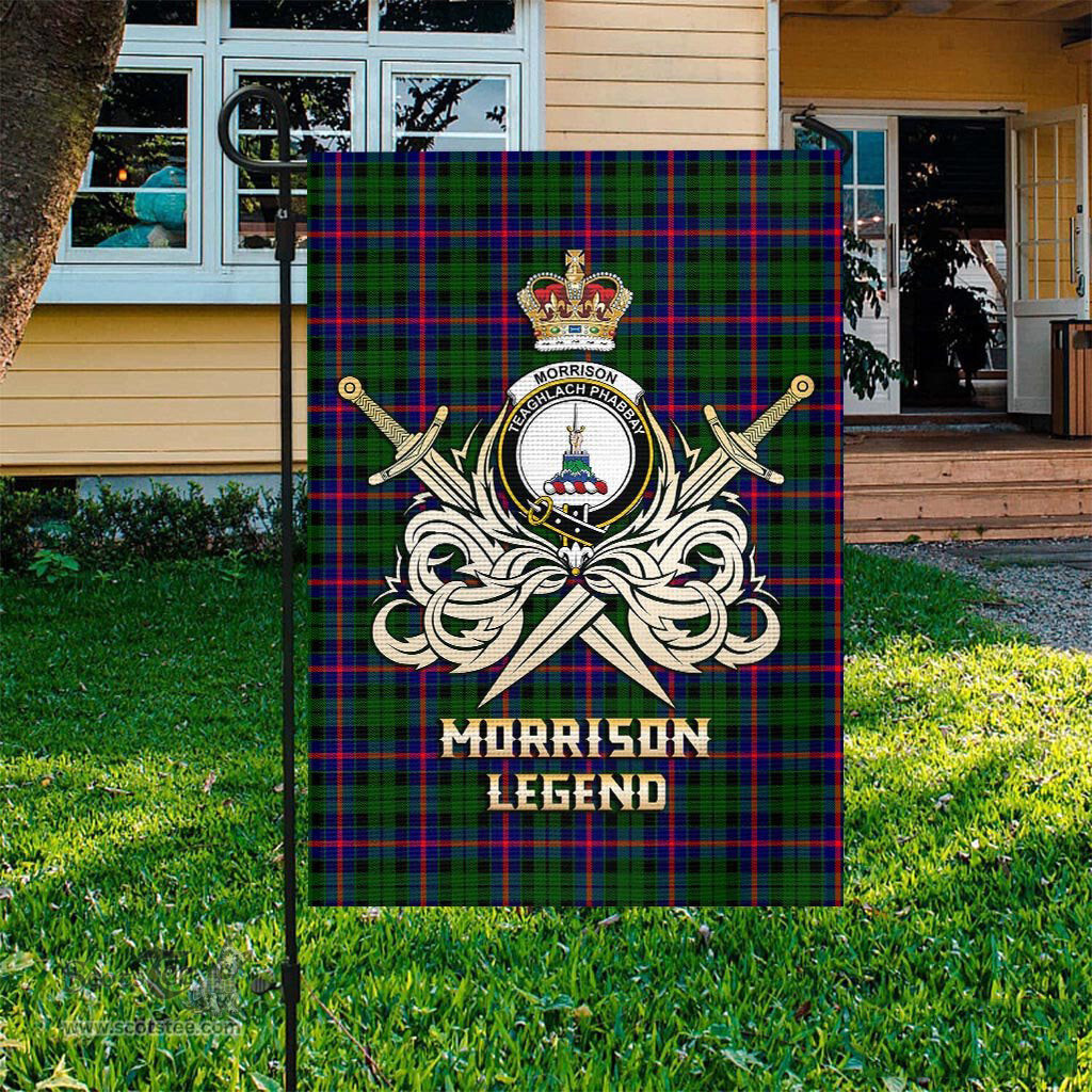 ScotsTee Shop Scottish Morrison Modern Clan Crest Tartan Flag The Golden Sword of Courageous Legacy Flag