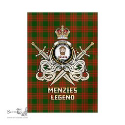 ScotsTee Shop Scottish Menzies Green Modern Clan Crest Tartan Flag The Golden Sword of Courageous Legacy Flag