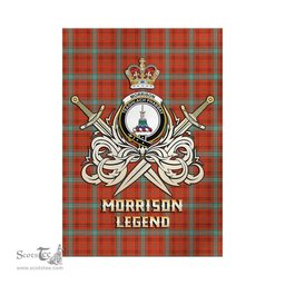 ScotsTee Shop Scottish Morrison Red Ancient Clan Crest Tartan Flag The Golden Sword of Courageous Legacy Flag
