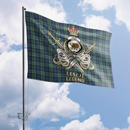 ScotsTee Shop Scottish Leslie Hunting Ancient Clan Crest Tartan Flag The Golden Sword of Courageous Legacy Flag