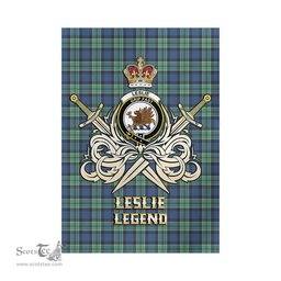 ScotsTee Shop Scottish Leslie Hunting Ancient Clan Crest Tartan Flag The Golden Sword of Courageous Legacy Flag