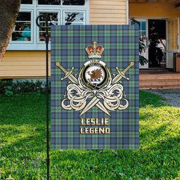 ScotsTee Shop Scottish Leslie Hunting Ancient Clan Crest Tartan Flag The Golden Sword of Courageous Legacy Flag