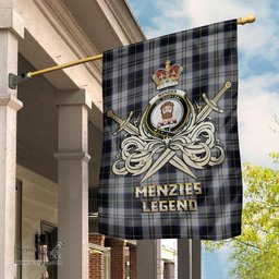 ScotsTee Shop Scottish Menzies Black Dress Clan Crest Tartan Flag The Golden Sword of Courageous Legacy Flag