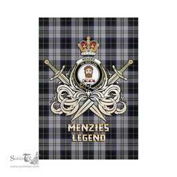 ScotsTee Shop Scottish Menzies Black Dress Clan Crest Tartan Flag The Golden Sword of Courageous Legacy Flag