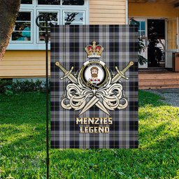 ScotsTee Shop Scottish Menzies Black Dress Clan Crest Tartan Flag The Golden Sword of Courageous Legacy Flag
