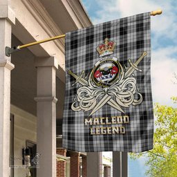 ScotsTee Shop Scottish MacLeod Black and White Clan Crest Tartan Flag The Golden Sword of Courageous Legacy Flag