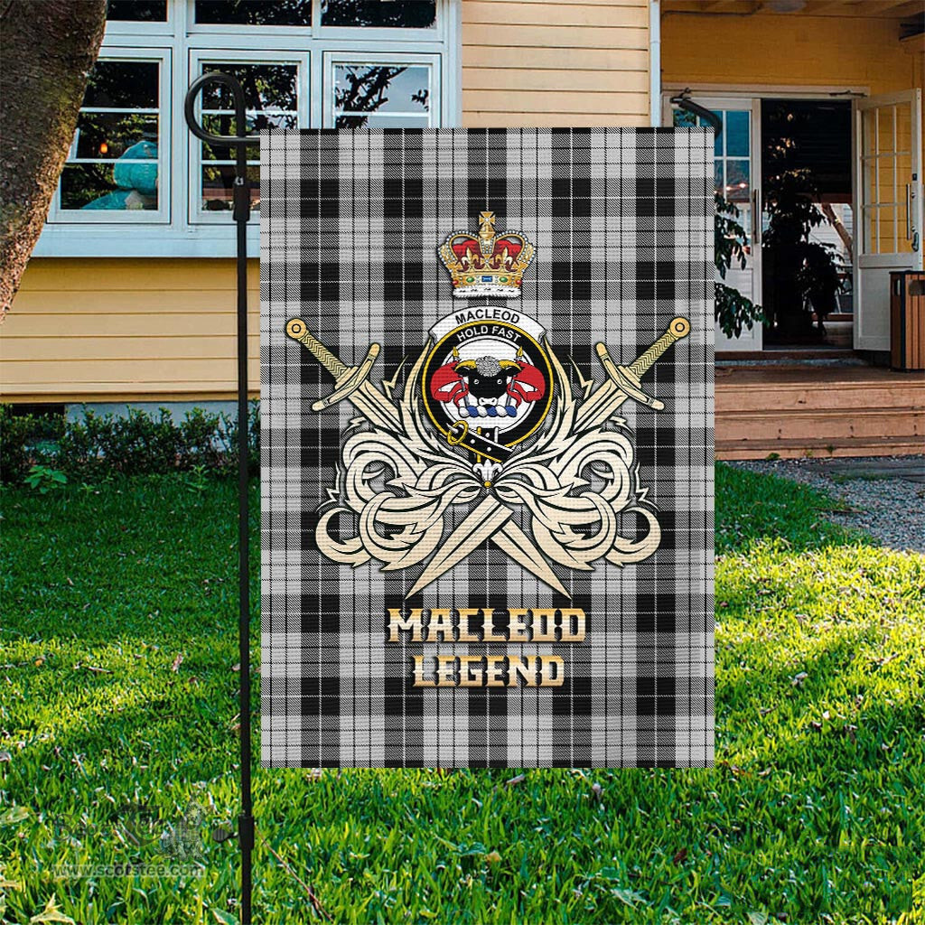 ScotsTee Shop Scottish MacLeod Black and White Clan Crest Tartan Flag The Golden Sword of Courageous Legacy Flag