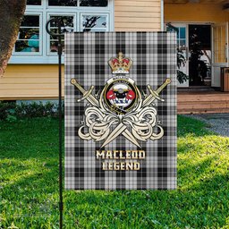 ScotsTee Shop Scottish MacLeod Black and White Clan Crest Tartan Flag The Golden Sword of Courageous Legacy Flag
